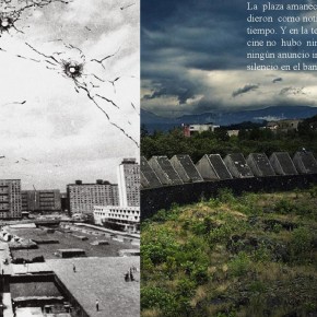 Left: Plaza de las Tres Culturas October 2nd, 1968 - Right: Sculpturic Space in the National University